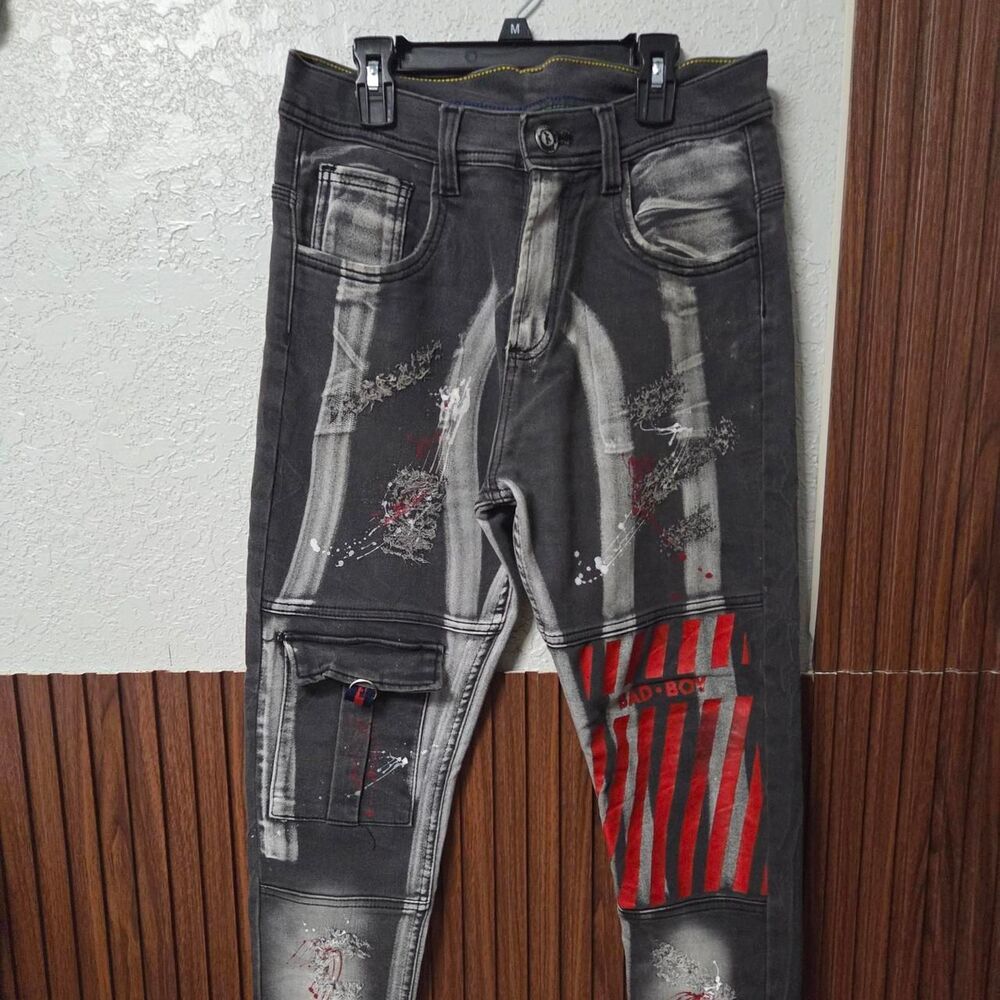Notinlist Men's Grey and Black Jeans